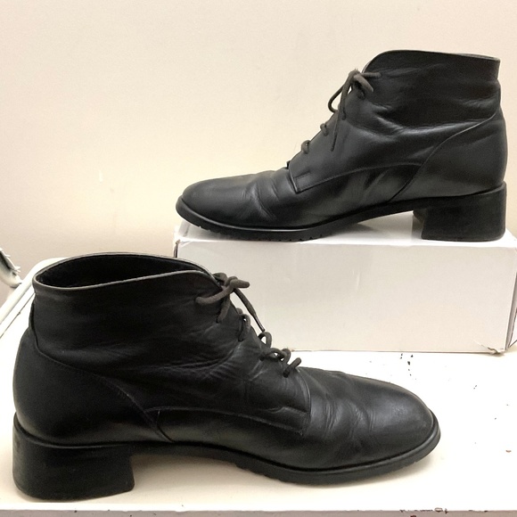 Black Vintage Italian Leather Ankle Chukka Boots Unisex Size 8.5 men’s/10 women - Picture 2 of 13